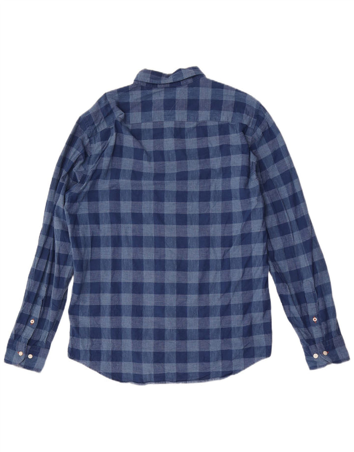 Camisa masculina Tommy Hilfiger Regular Fit grande algodão guingão azul