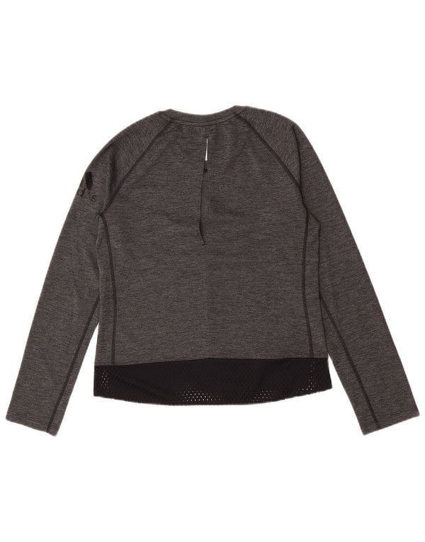 Top feminino Adidas manga comprida UK 4/6 XS cinza colorblock poliéster
