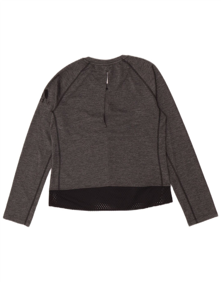 Top feminino Adidas manga comprida UK 4/6 XS cinza colorblock poliéster
