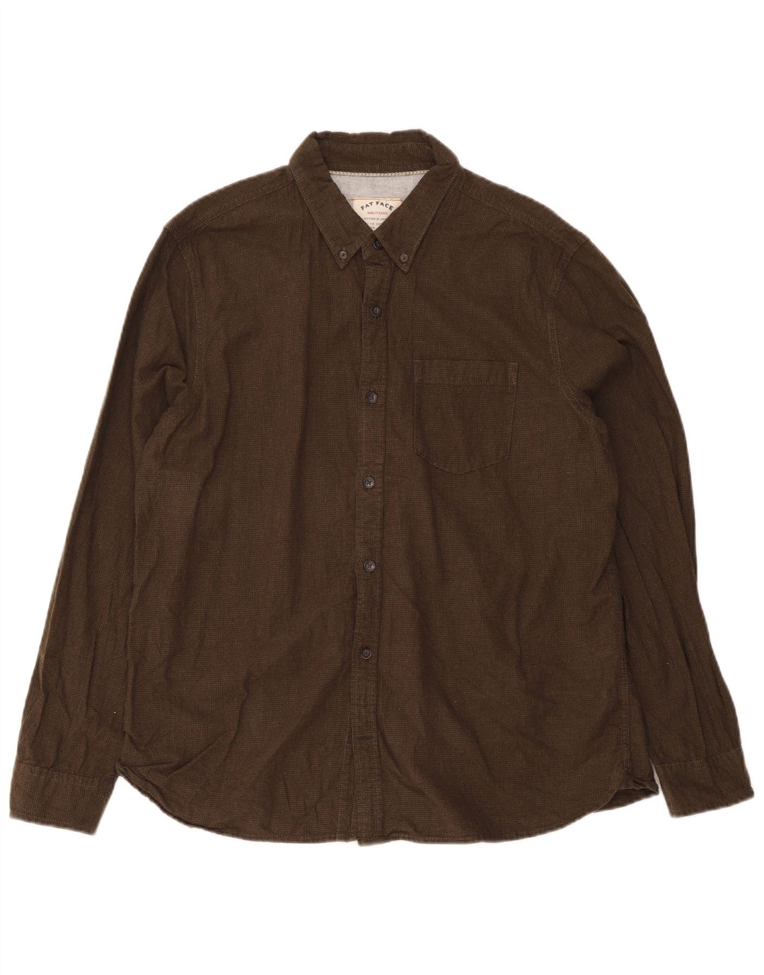 Camisa masculina de flanela Fat Face XL cáqui algodão Houndstooth