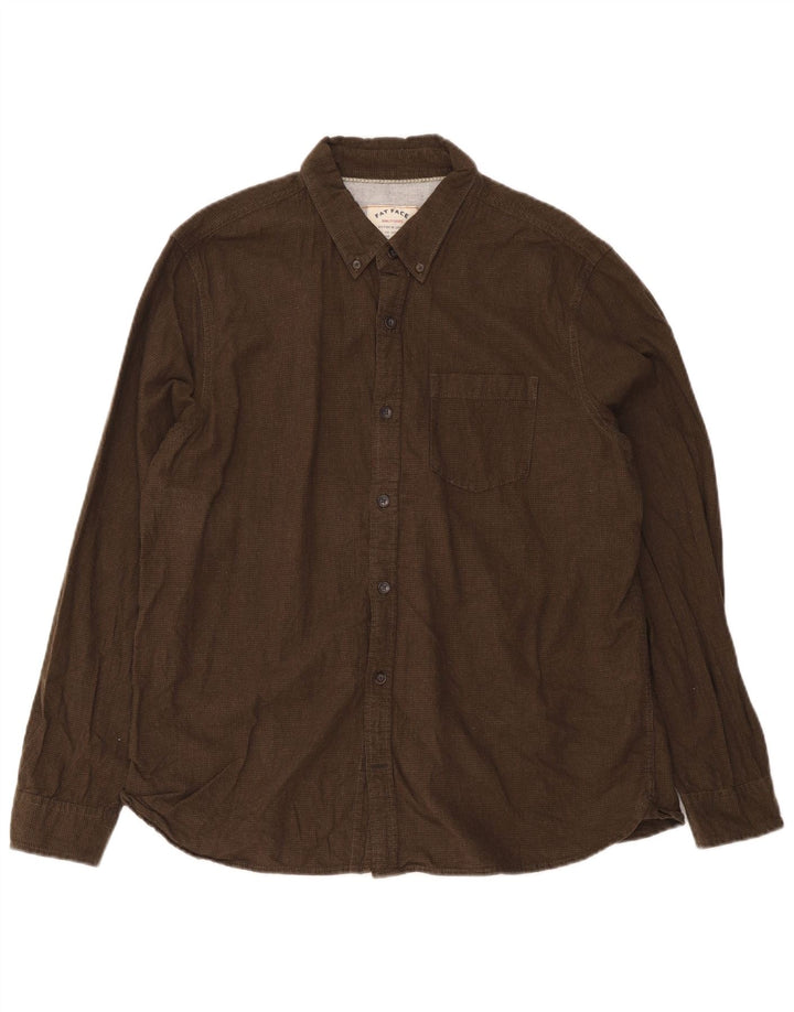 Camisa masculina de flanela Fat Face XL cáqui algodão Houndstooth