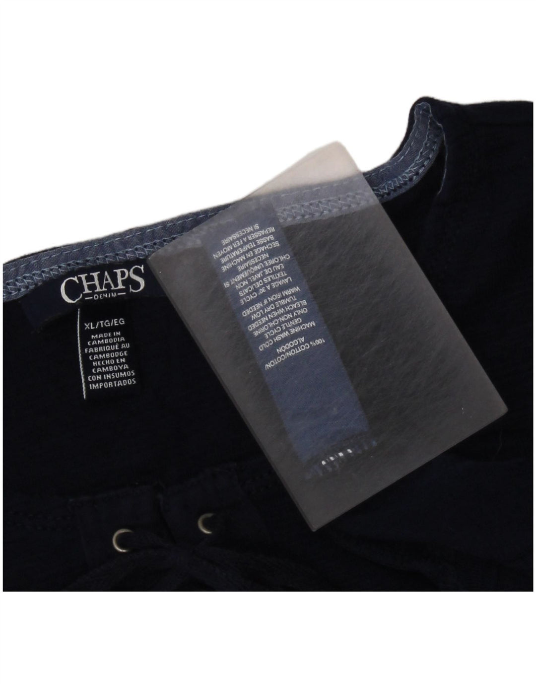 Top feminino CHAPS manga 3/4 UK 18 XL azul marinho algodão