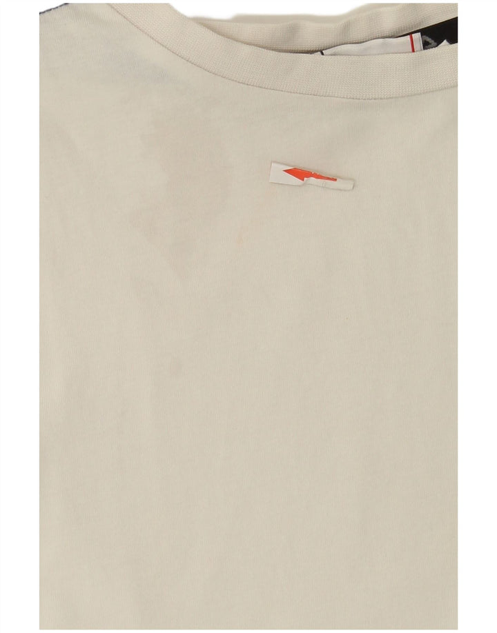 Fila Camiseta masculina gráfica top pequeno algodão colorblock branco