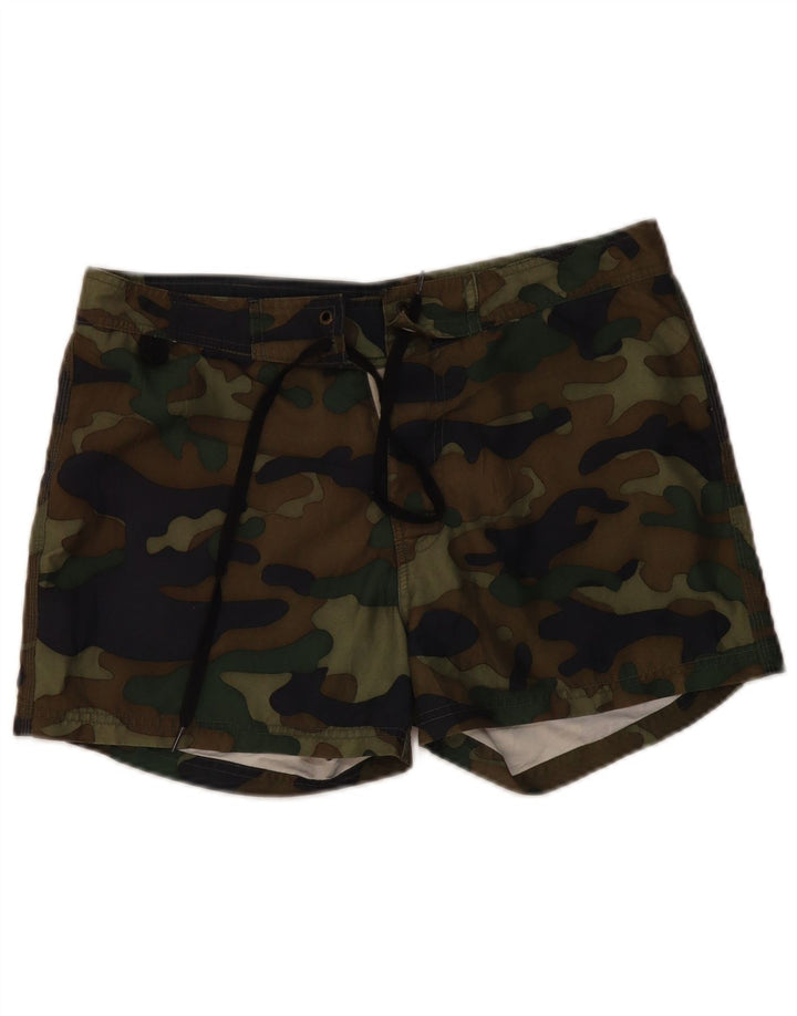 Shorts de natação masculino Sundek, poliéster camuflado cáqui médio