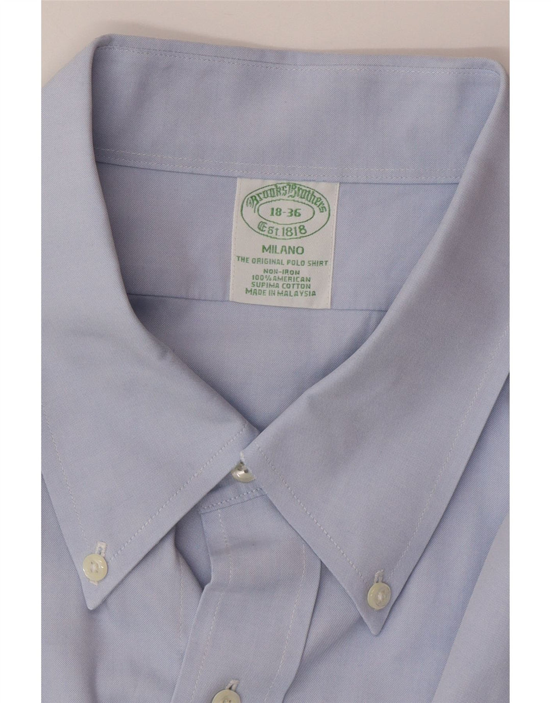 Camisa masculina Brooks Brothers tamanho 18 2XL algodão azul