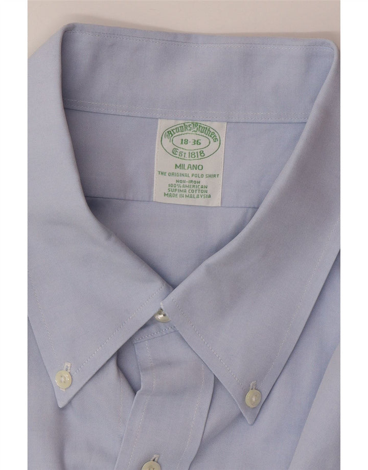 Camisa masculina Brooks Brothers tamanho 18 2XL algodão azul