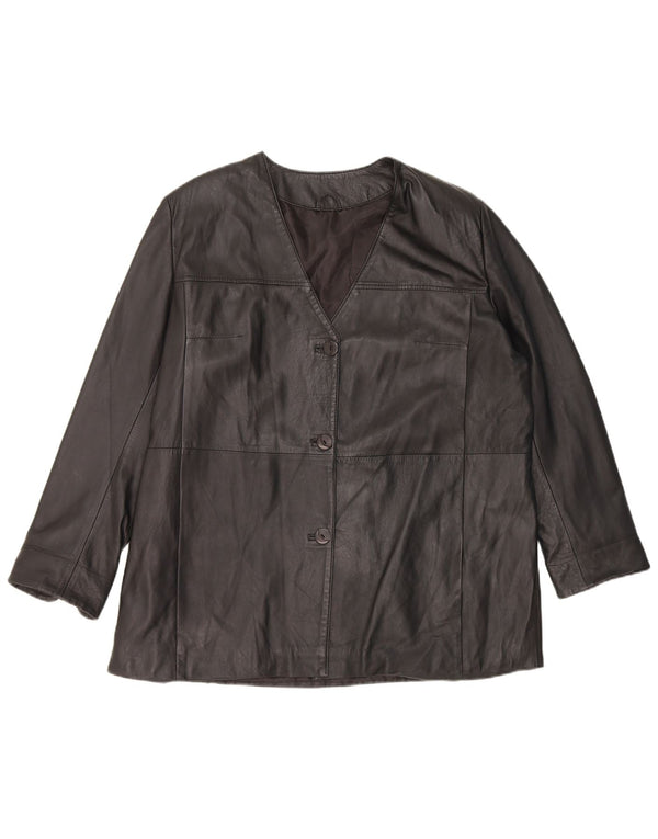 Jaqueta de couro feminina vintage UK 16 grande preta