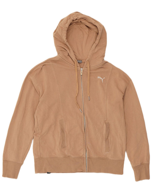 Suéter feminino PUMA com capuz e zíper grande UK 6 XS algodão bege