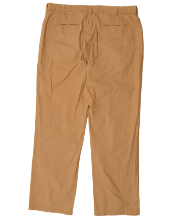 Calça chino reta masculina Marks & Spencer W38 L31 algodão bege