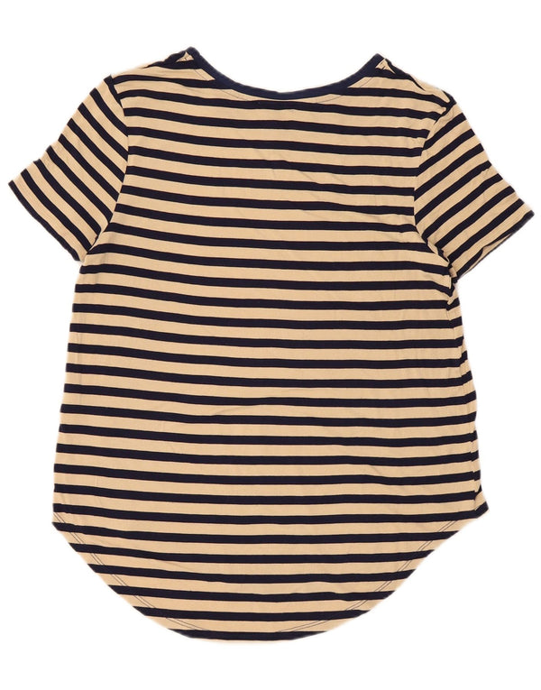 Camiseta feminina Oasis Lash Top UK 10 pequena viscose listrada bege