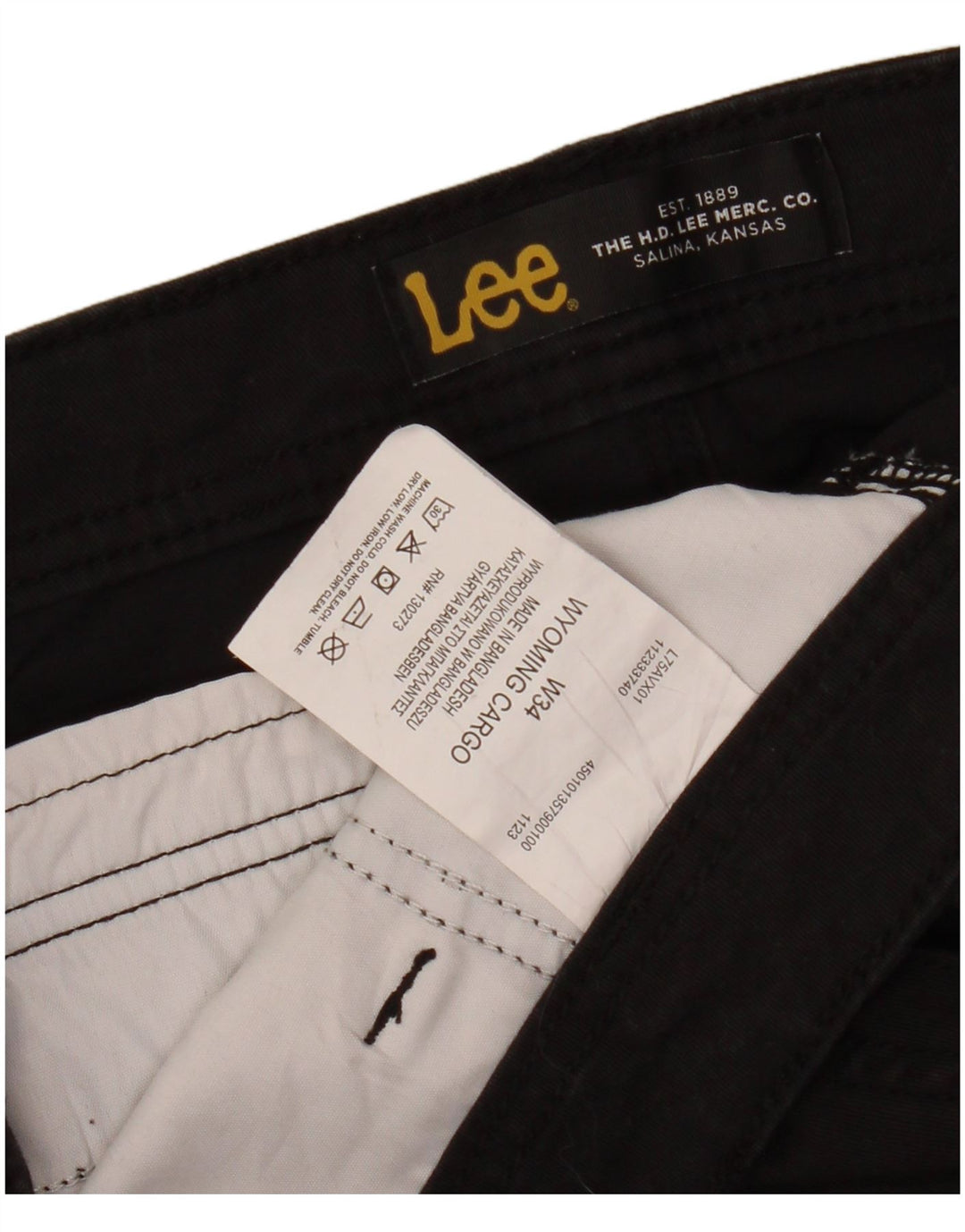 Lee Mens Cargo Shorts W34 Grande Algodão Preto