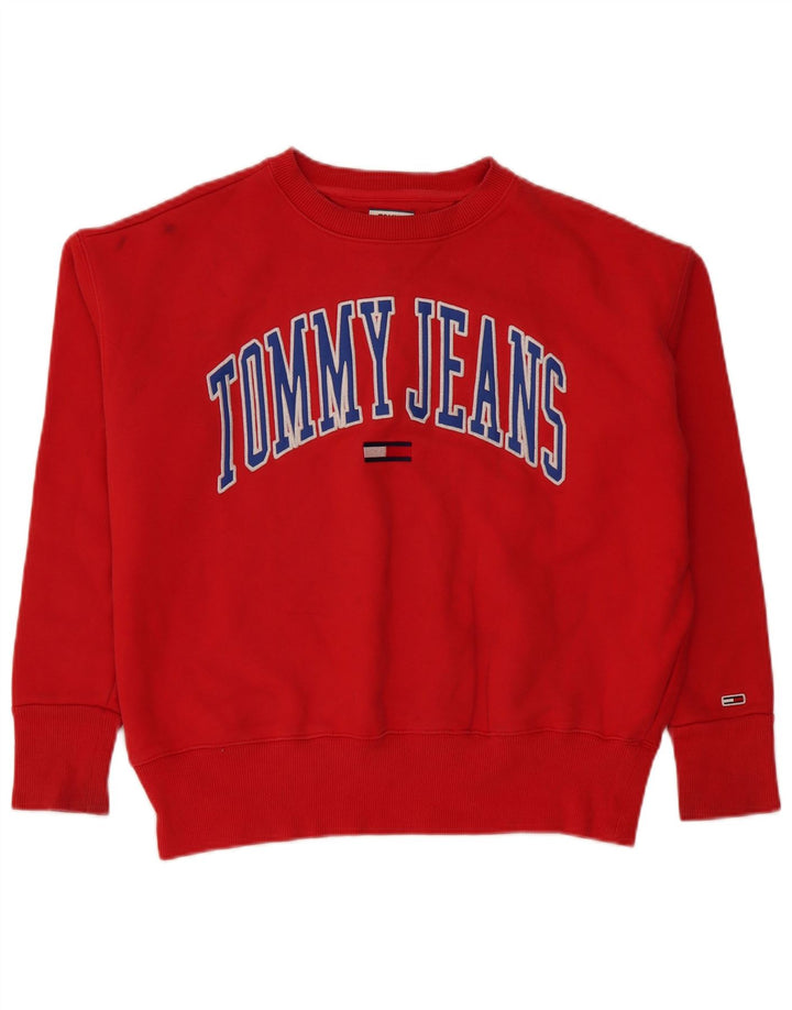 Tommy Hilfiger moletom feminino gráfico oversized jumper Reino Unido 14 médio vermelho