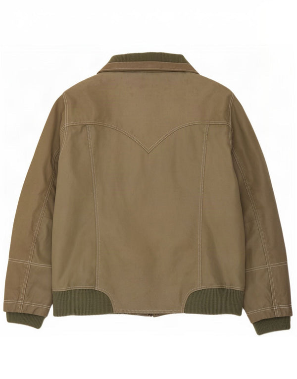 Jaqueta de couro masculina Zizzi UK 36 pequena cáqui