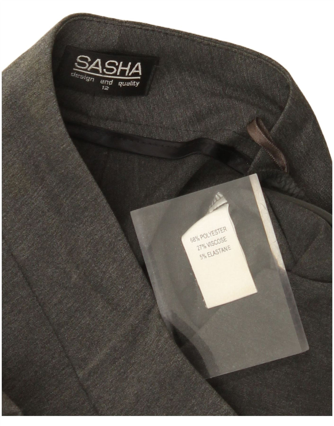 Calça casual feminina SASHA Bootcut EUA 12 grande W32 L32 poliéster cinza