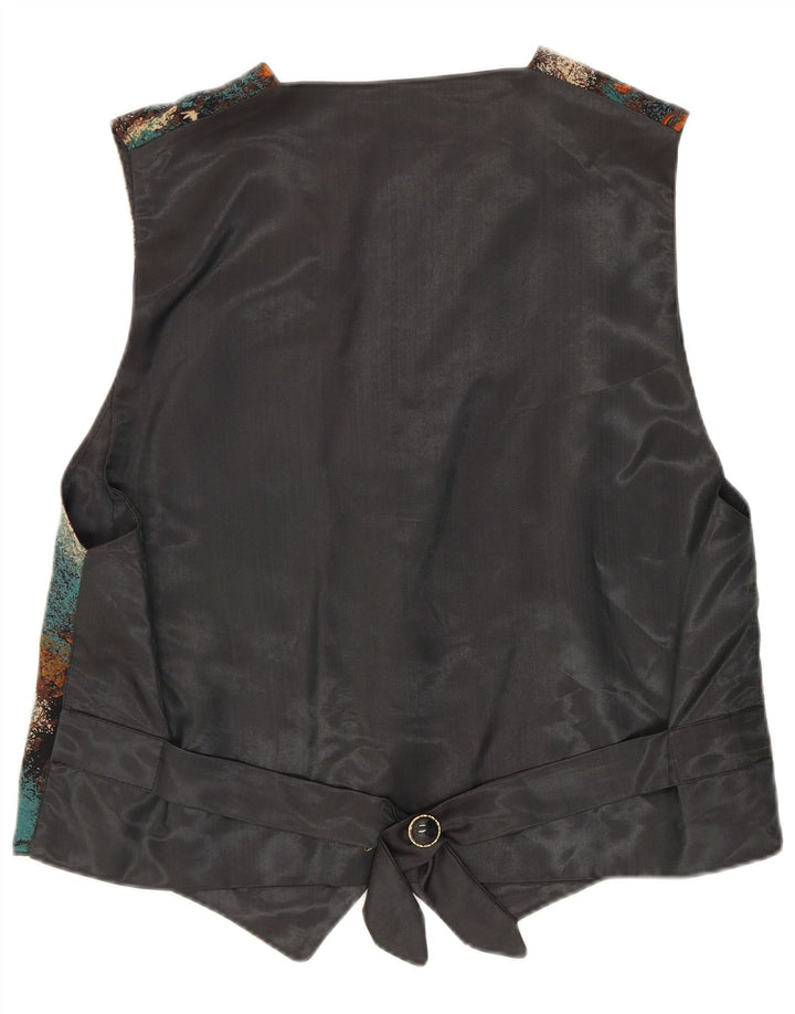 Colete vintage feminino com padrão abstrato UK 14 médio multicolorido