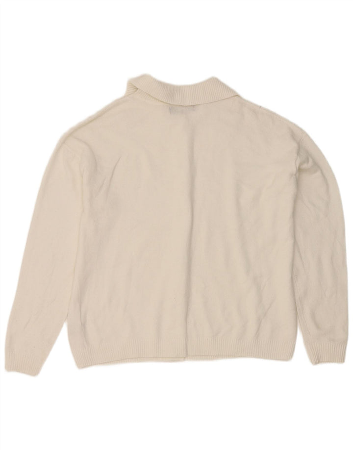 Suéter cardigã feminino Marks & Spencer Reino Unido 14 poliéster branco médio