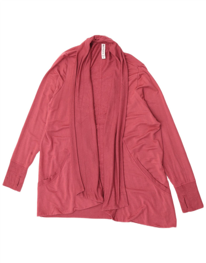Suéter cardigã aberto feminino Athleta Longline UK 18 XL vermelho modal