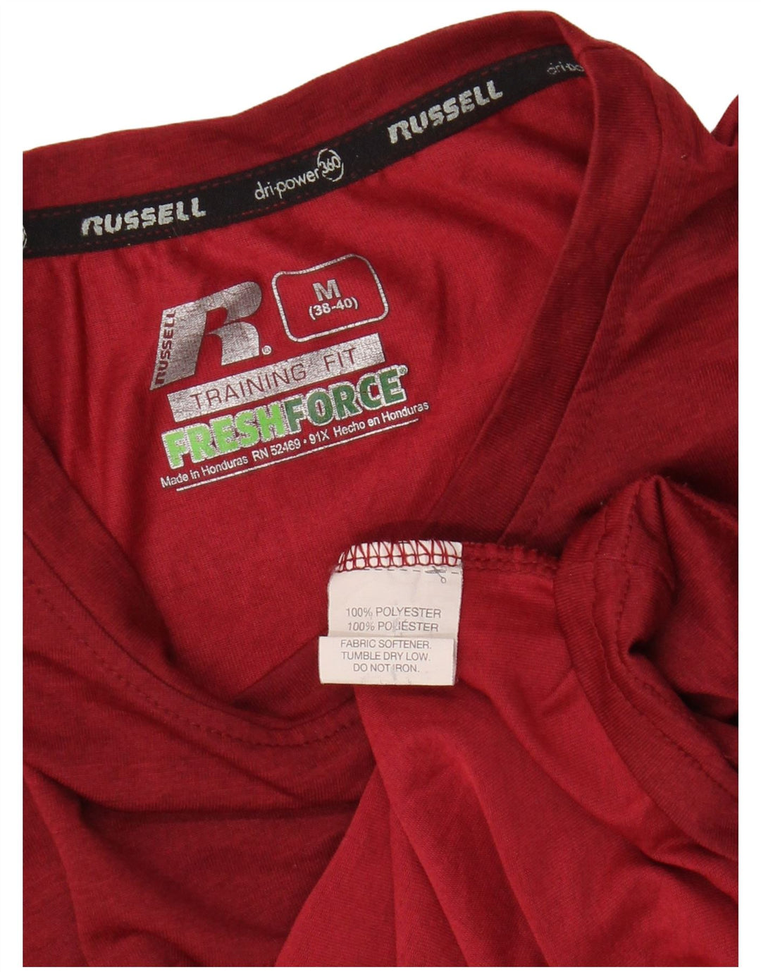 Camiseta masculina RUSSELL ATLÉTICA Dri-Power UK 38/40 poliéster vermelho médio