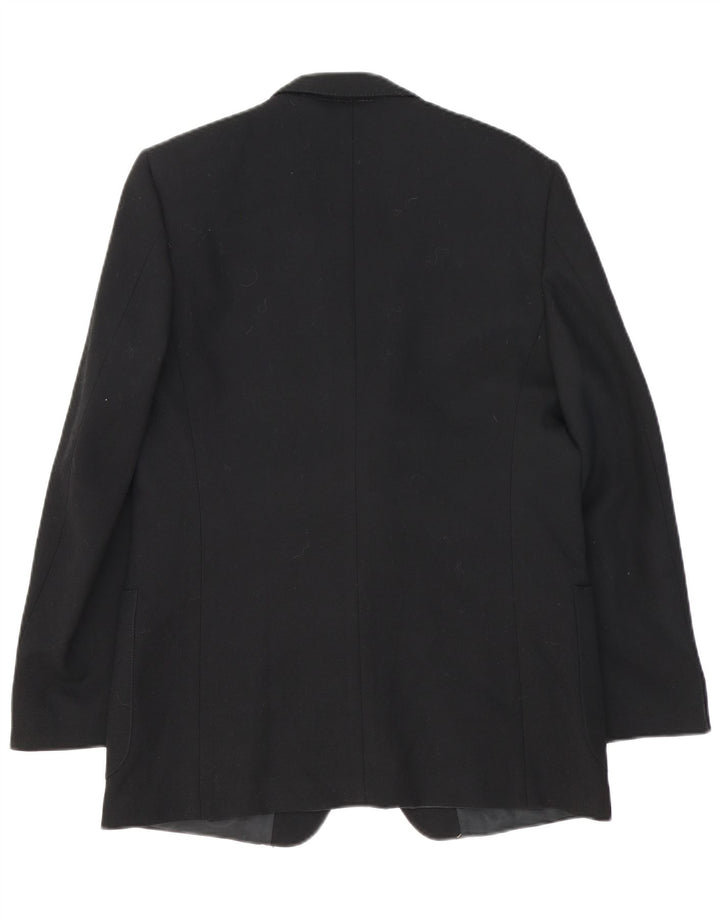 Jaqueta blazer masculina vintage com 2 botões Reino Unido 38 lã virgem preta média