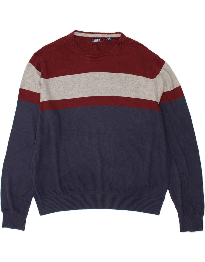 Suéter masculino IZOD com gola redonda 2XL algodão colorblock multicolorido