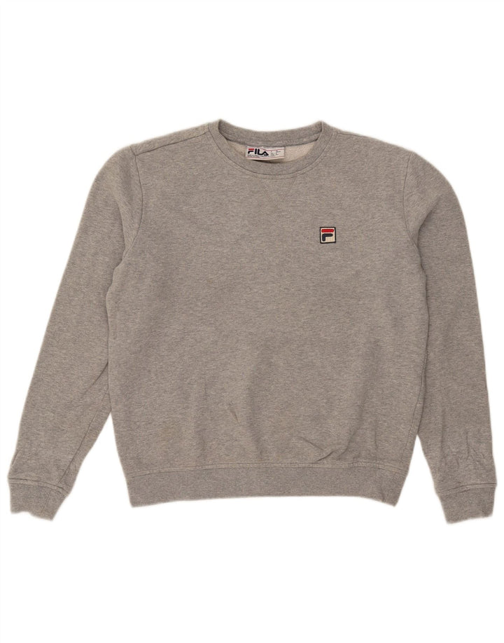 Fila moletom feminino oversized jumper UK 10 pequeno algodão cinza