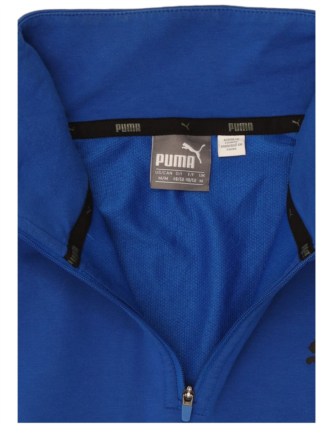 PUMA Masculino Zip Neck Moletom Jumper Médio Azul Colorblock
