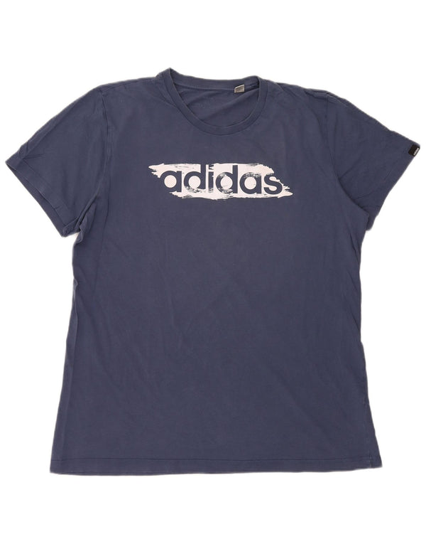 Adidas Mens Graphic T-Shirt Top XL Azul Marinho Algodão