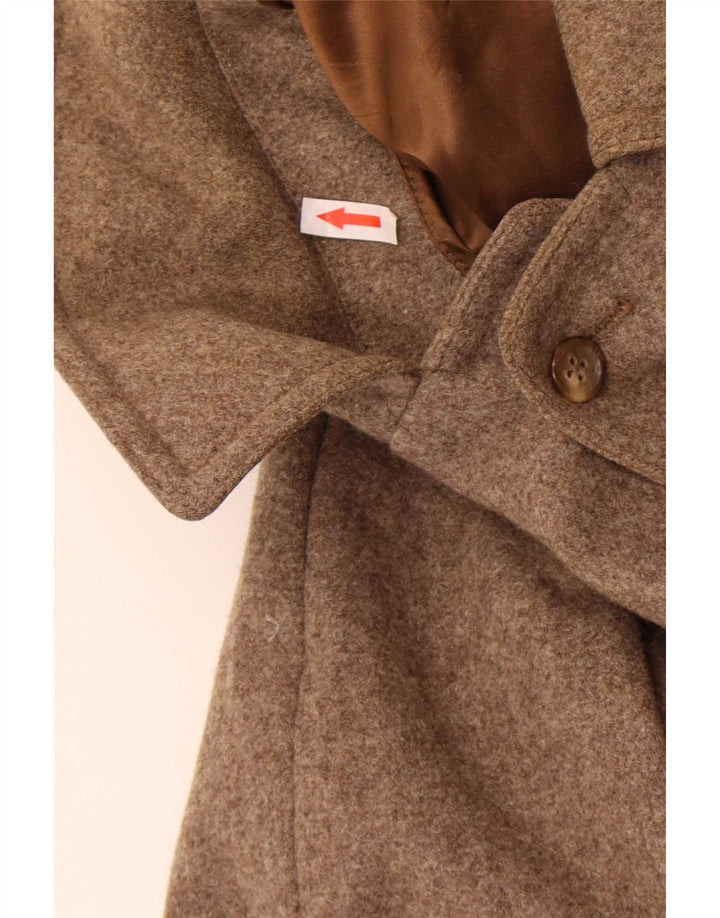 Sobretudo masculino vintage UK 38 lã nova marrom médio
