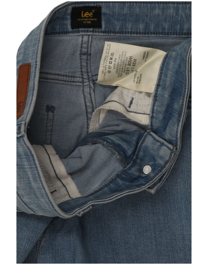 Lee Womens Crop Wide Leg Jeans W29 L25 Azul Algodão