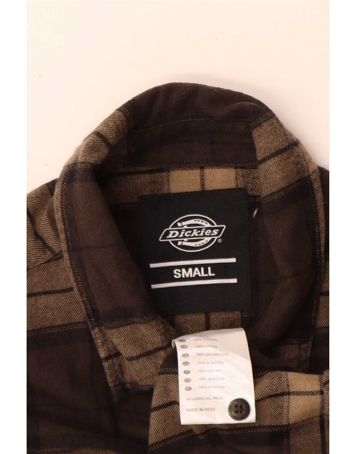 Camisa masculina de flanela Dickies pequena marrom xadrez de algodão