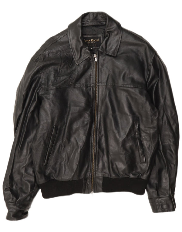 Jaqueta de couro masculina John Roose UK 38 média preta