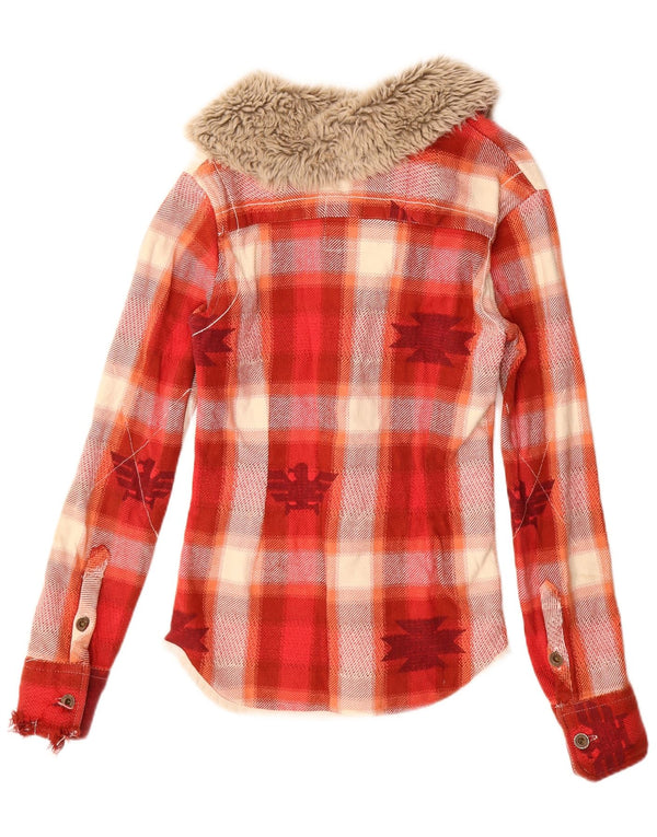 Camisa feminina Superdry de flanela gráfica Lumberjack UK 10 pequena xadrez vermelha