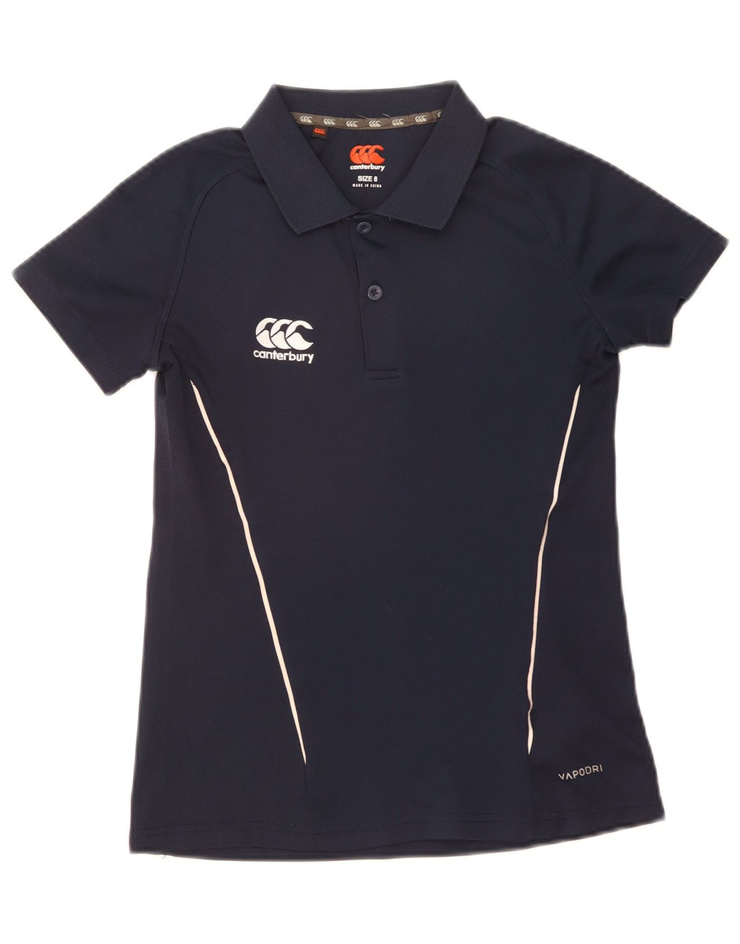Camisa pólo feminina Canterbury UK 8 pequena poliéster azul marinho