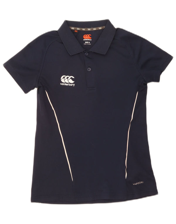 Camisa pólo feminina Canterbury UK 8 pequena poliéster azul marinho
