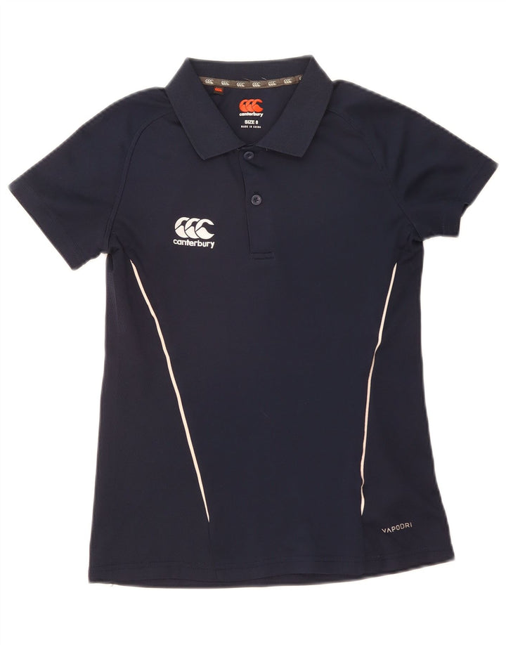 Camisa pólo feminina Canterbury UK 8 pequena poliéster azul marinho