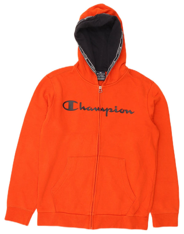 Suéter com capuz e zíper gráfico Champion Boys 13-14 anos XL laranja algodão
