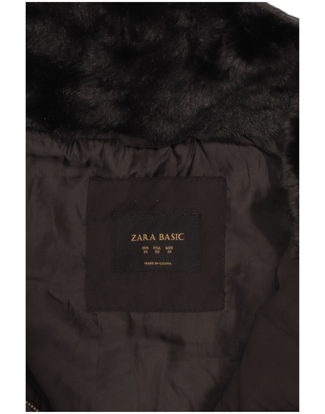 Jaqueta acolchoada com capuz feminina Zara UK 6 XS poliéster preto