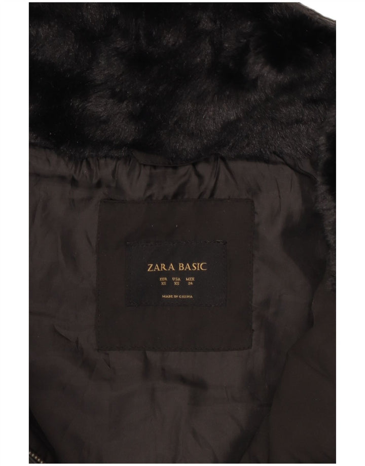 Jaqueta acolchoada com capuz feminina Zara UK 6 XS poliéster preto