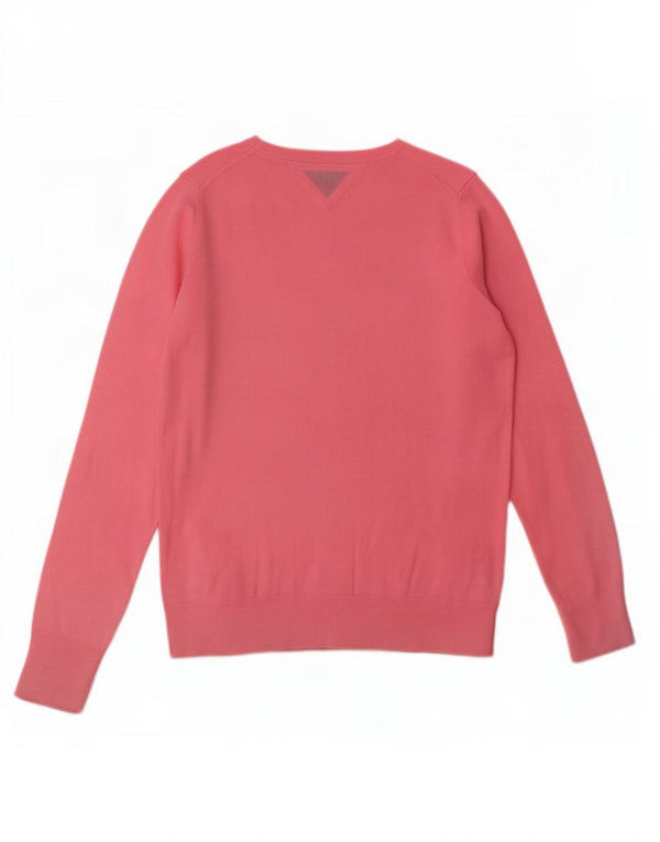 Suéter cardigã feminino Tommy Hilfiger Reino Unido 12 algodão rosa médio