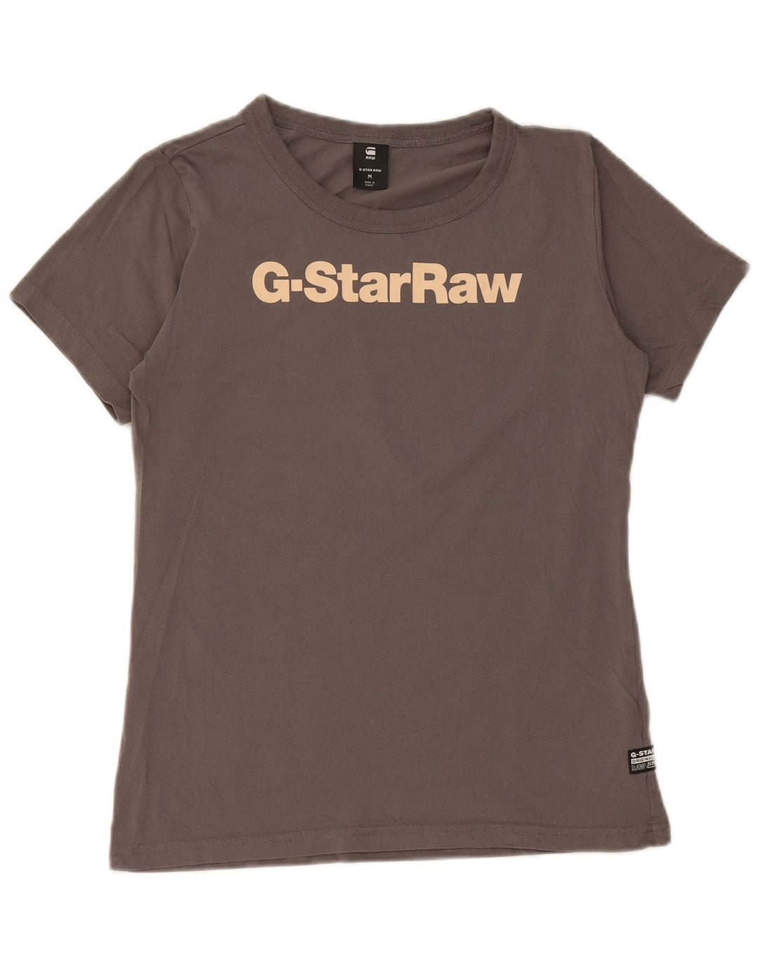 Camiseta feminina G-Star com estampa gráfica UK 12 algodão cinza médio