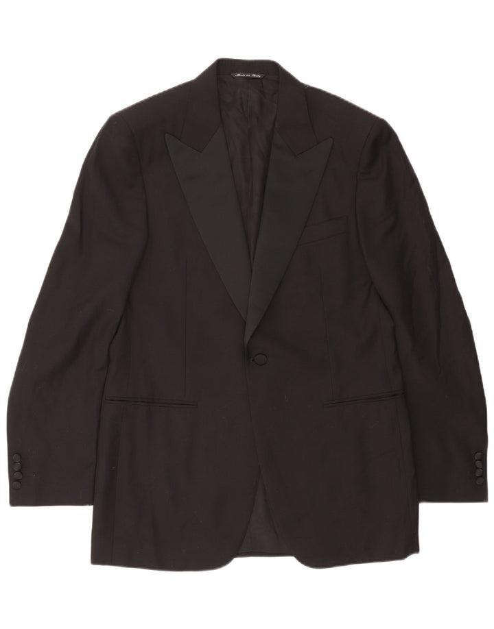 Jaqueta masculina Canali Longline 1 botão Blazer IT 48 lã virgem preta média