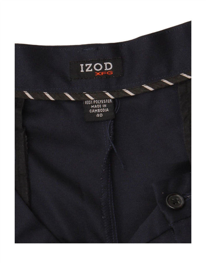 Izod Mens Pegged Chino Shorts W40 XL Poliéster Azul Marinho