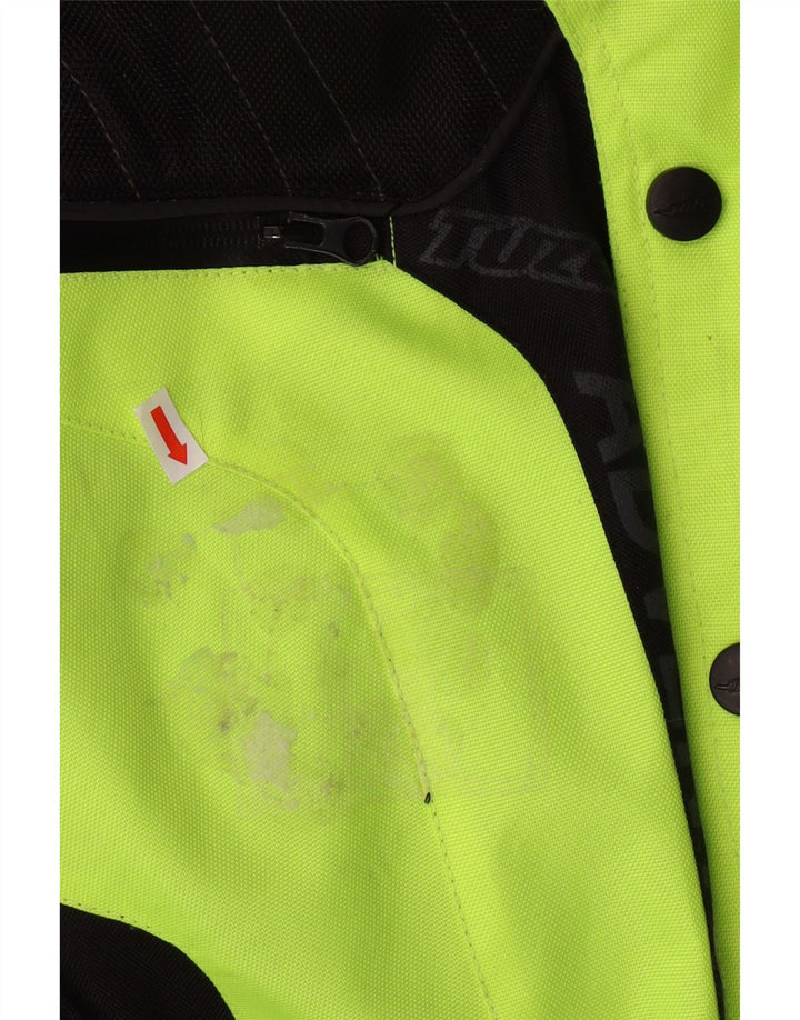 Jaqueta bomber VINTAGE masculina gráfica Moto Racer UK 44 2XL verde colorblock