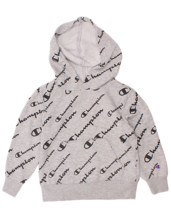 Jumper com capuz gráfico Champion Boys 3-4 anos algodão manchado cinza