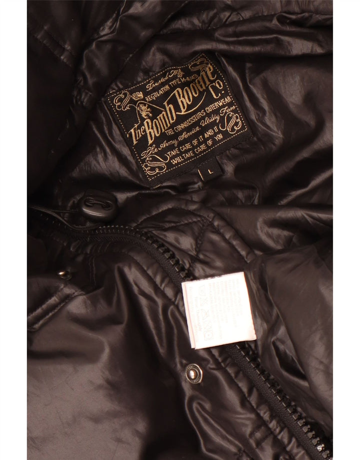 Jaqueta acolchoada com capuz masculina Bomb Boogie UK 40 poliéster preto grande