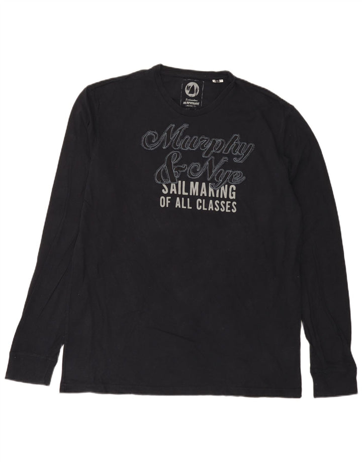 Murphy & Nye Mens Sailmakers Gráfico Top Manga Longa 2XL Azul Marinho