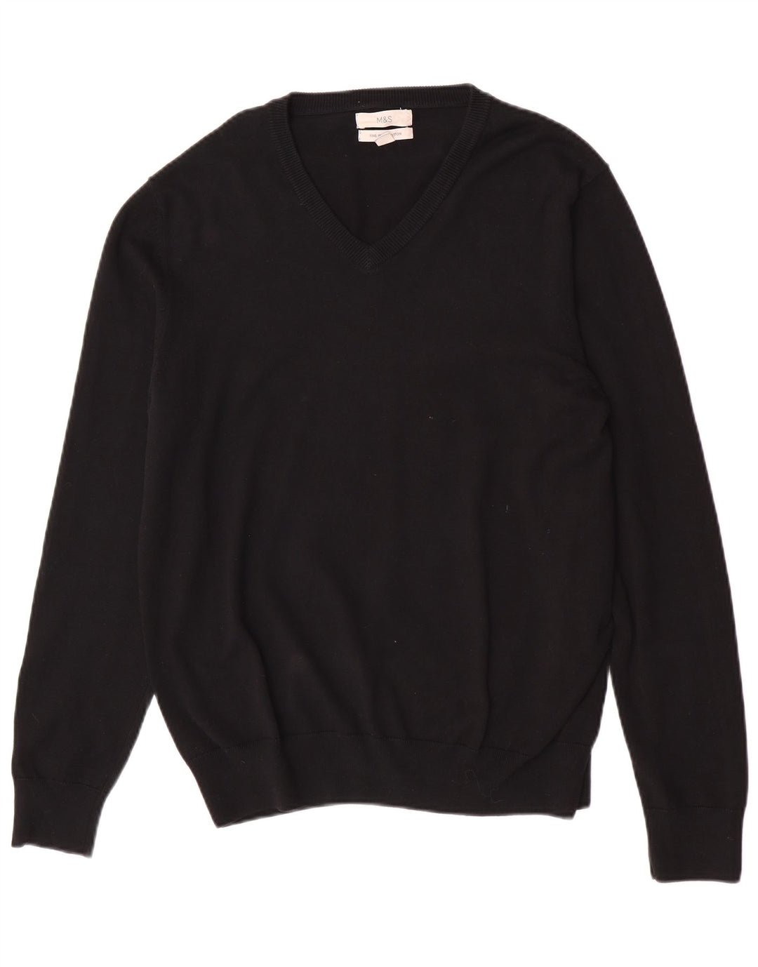 Suéter masculino Marks & Spencer com decote em V grande algodão preto