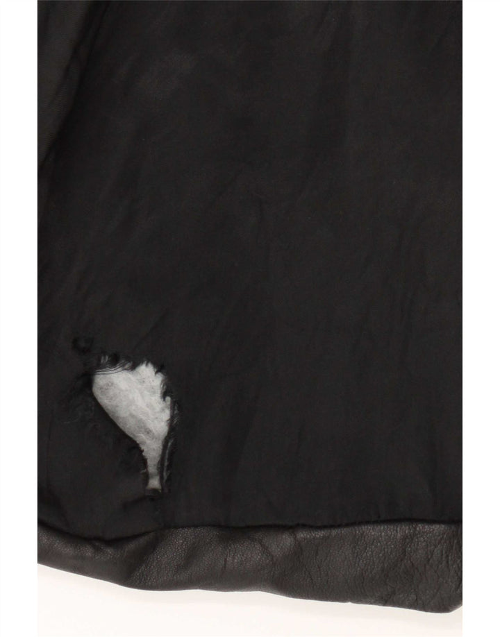 Casaco de couro feminino vintage IT 46 grande couro preto