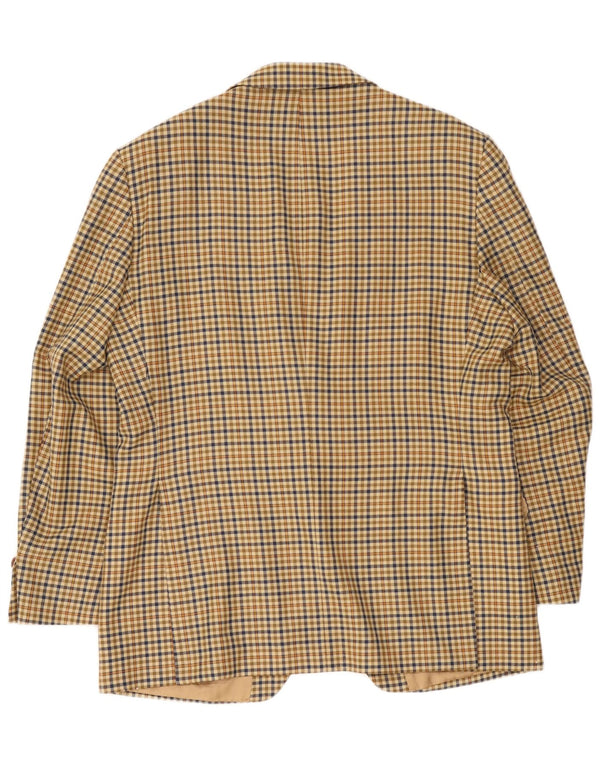 Jaqueta blazer masculina Magee com 2 botões UE 54 grande bege xadrez nova lã