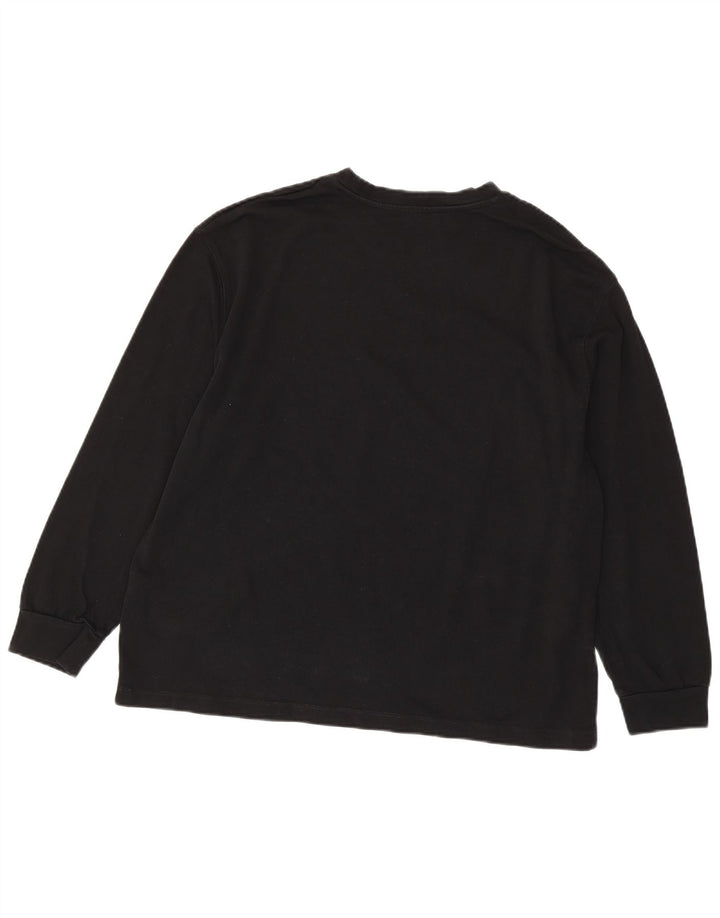 Top feminino Zara manga comprida UK 16 grande algodão preto